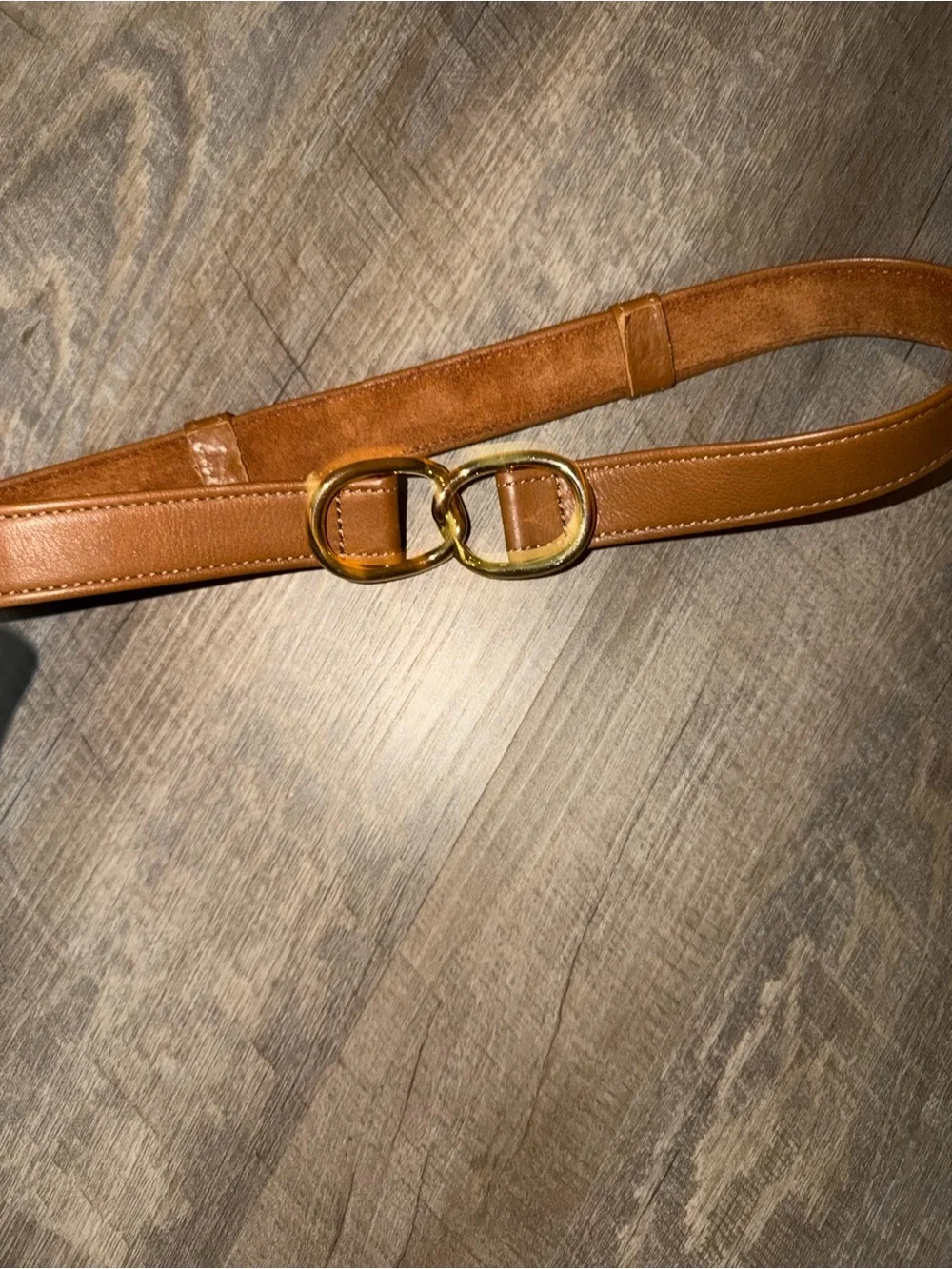 B-Low the Belt Maeve Mini Slim Tan Leather Belt with Gold Double Circle Buckle